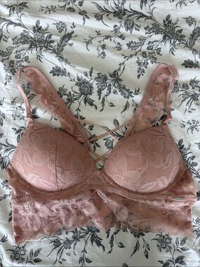 Victoria's Secret pink Dusty Rose Lace Longline Bra